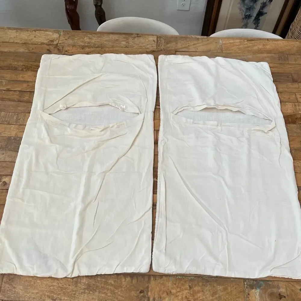 Crate & Barrel Lindstrom Ivory Textured Linen Cotton Pillow Sham King 20” X 36”